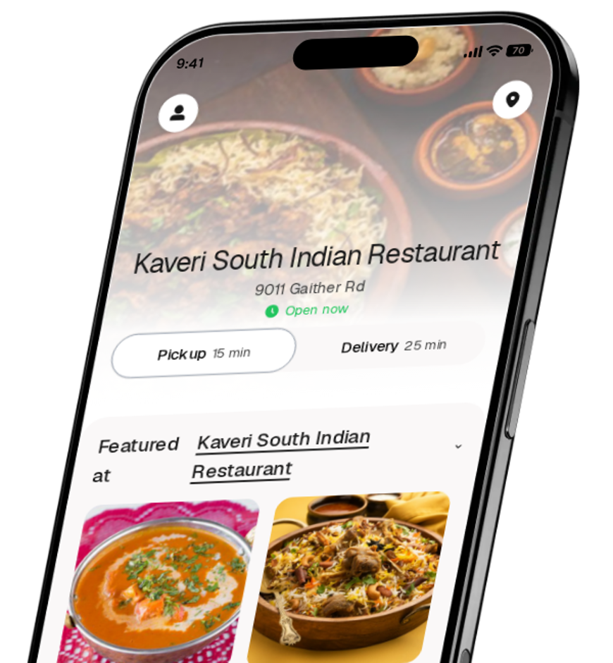 Kaveri South Indian Restaurant app preview